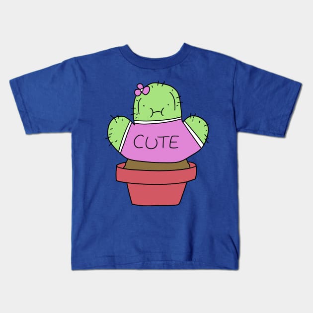 Cactus Wearing Cute Shirt Kids T-Shirt by saradaboru